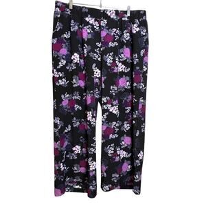 Torrid Size 3 Wide Leg Pants Black Purple Pull On Plus 3X